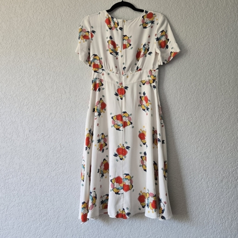 Boden 6p Ruth Midi Dress Ivory Blooming‎ Bouquet Cap Sleeve - Picture 3 of 7